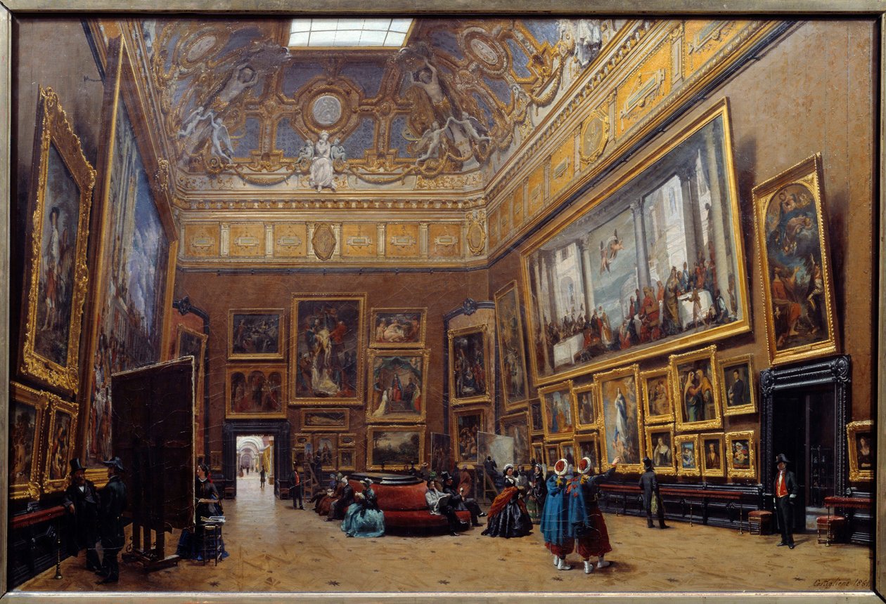 View of the Salon Square of the Louvre Museum by Giuseppe Castiglione