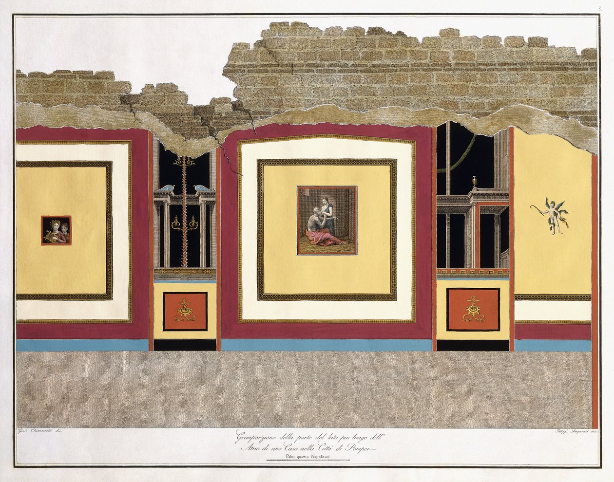 The greater portion of the longest length of wall of an Atrium of Pompei by Giuseppe Chiantarelli