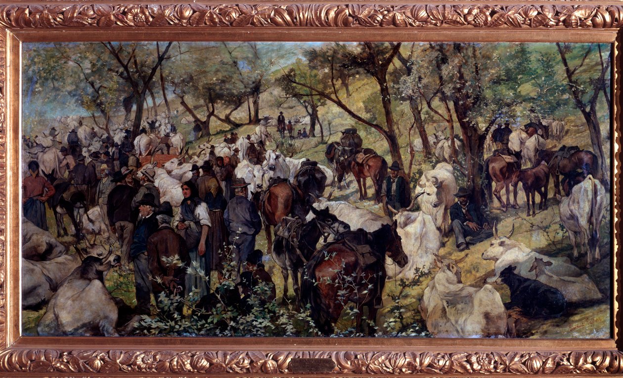 The Market in San Godenzo, Tuscany by Giuseppe Fattori
