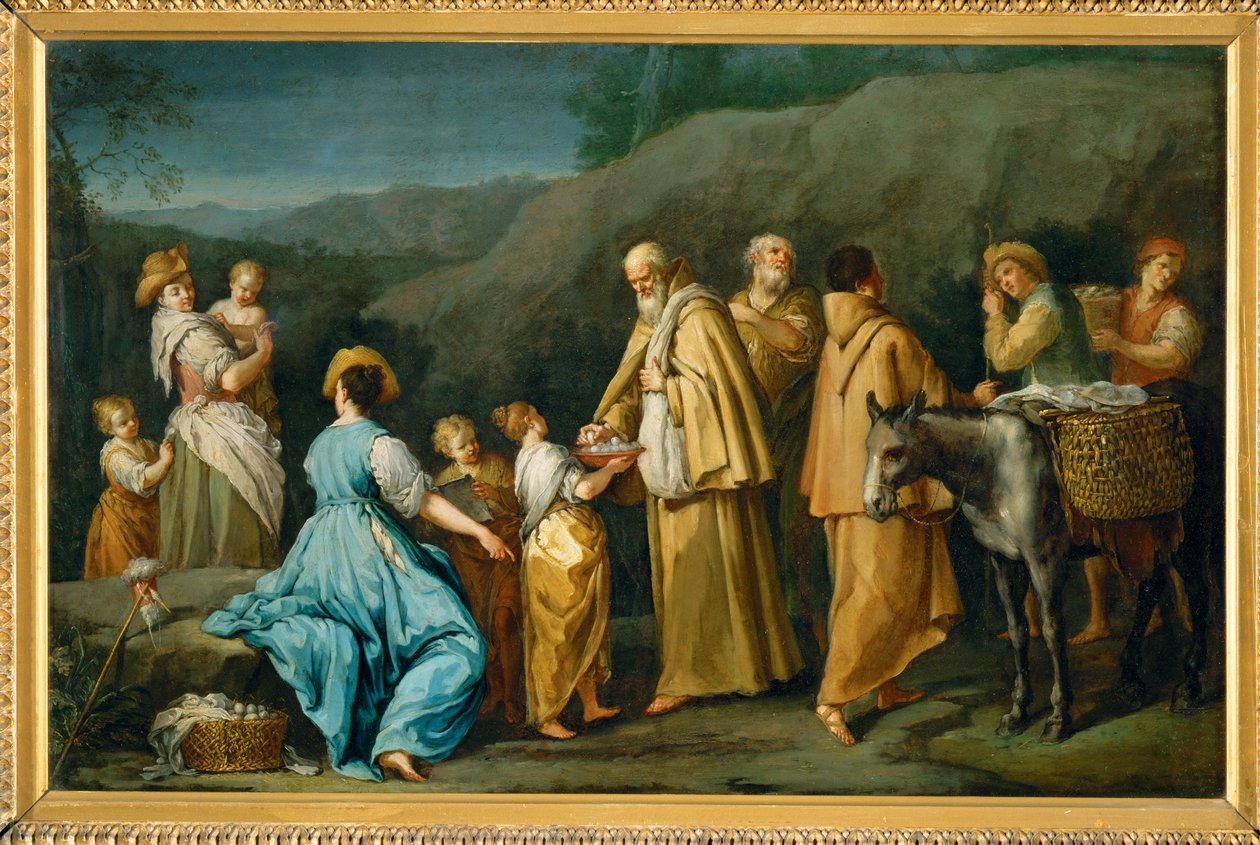 Mendicant Friars to Whom a Little Girl Offers Eggs by Giuseppe Gambarini