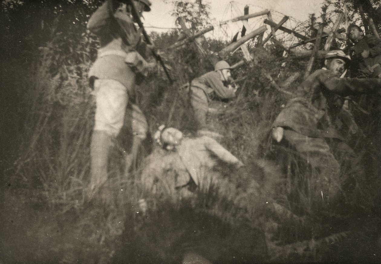 Simulation of an assault in a trench of the Carso during the First World War by Giuseppe Gentilini