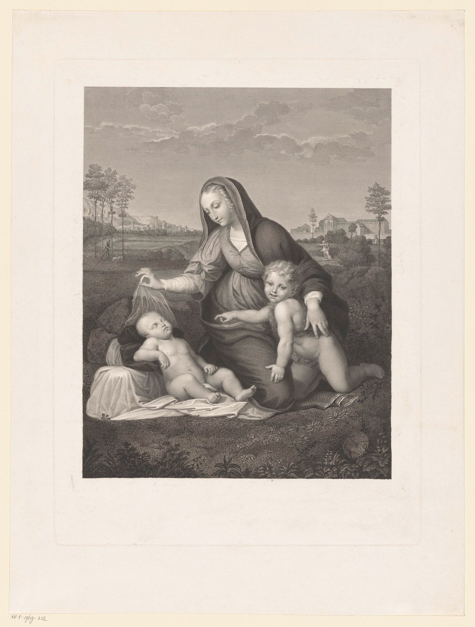 Mary with Child and the Young John the Baptist in a Landscape (Madonna del Velo) by Giuseppe Longhi