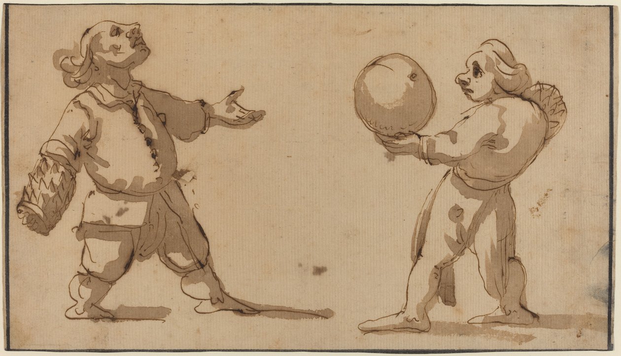 A Caricature with Ball Players by Giuseppe Maria Mitelli