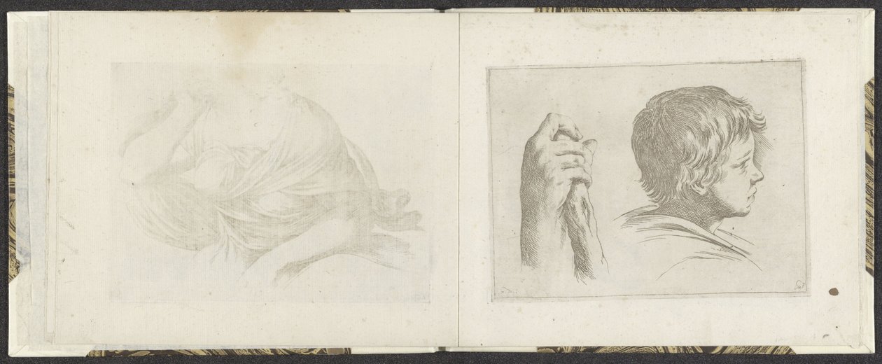 Hand with a Wooden Stick and Head of a Boy (series titles: Tekenvoorbeelden, Mitelli intaglio) by Giuseppe Maria Mitelli