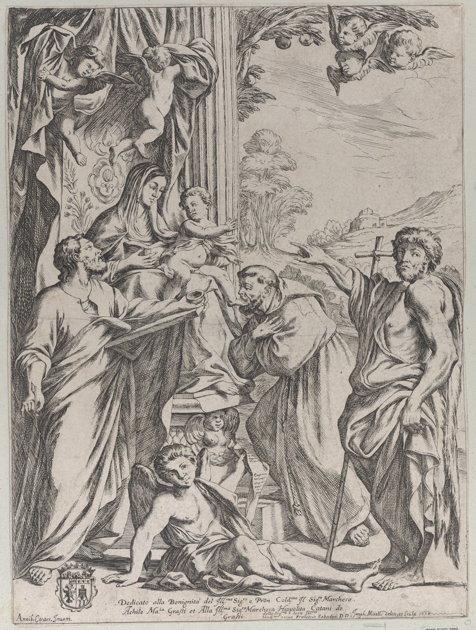 The Virgin Enthroned with Three Saints by Giuseppe Maria Mitelli