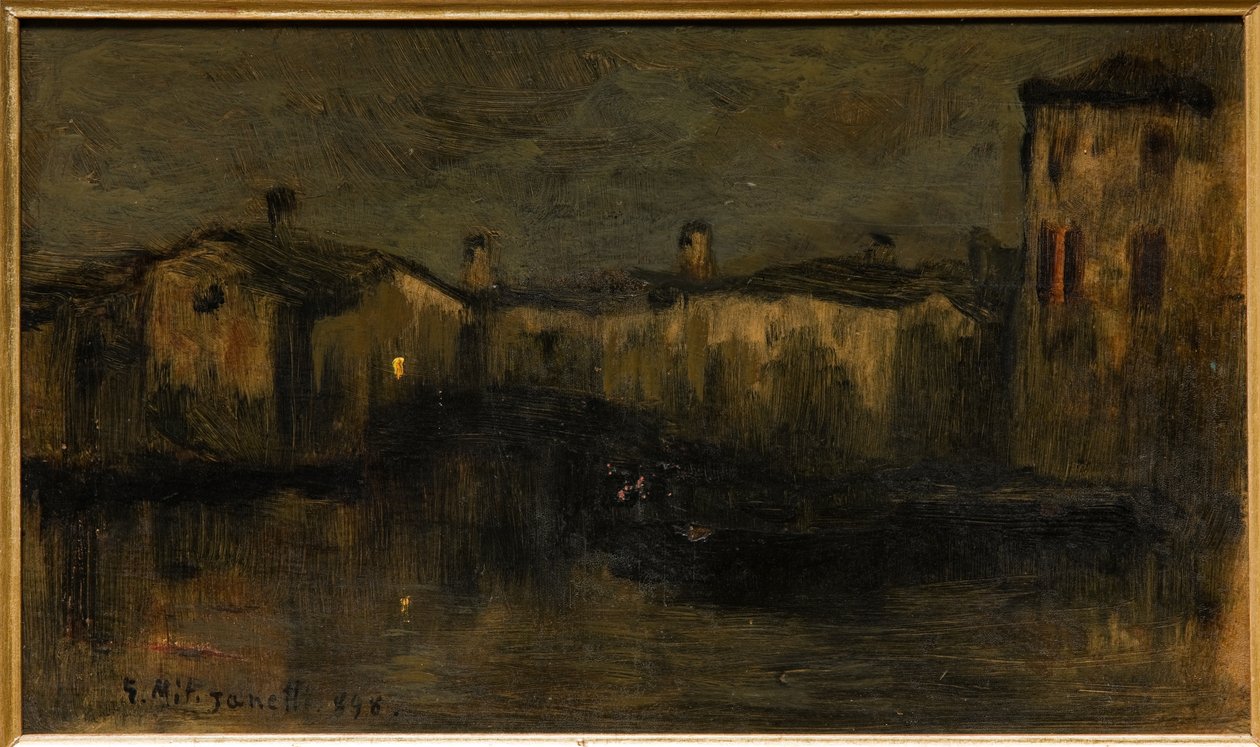 Landscape with Houses by Giuseppe Miti Zanetti
