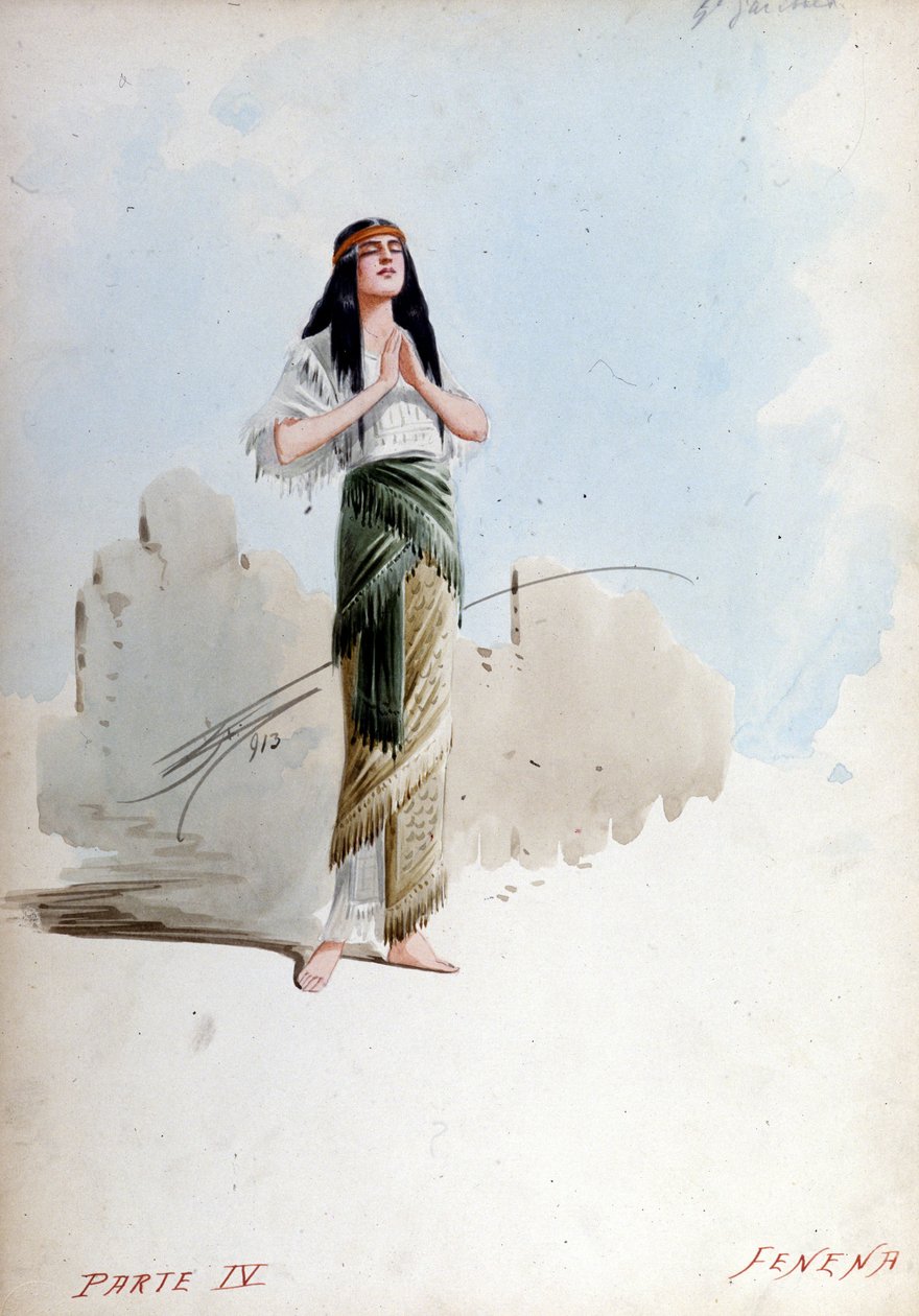 Fenena costume by Giuseppe Palanti in the opera by Giuseppe Verdi, Nabucco first called Nabucodonosor Museum of the Scala by Giuseppe Palanti