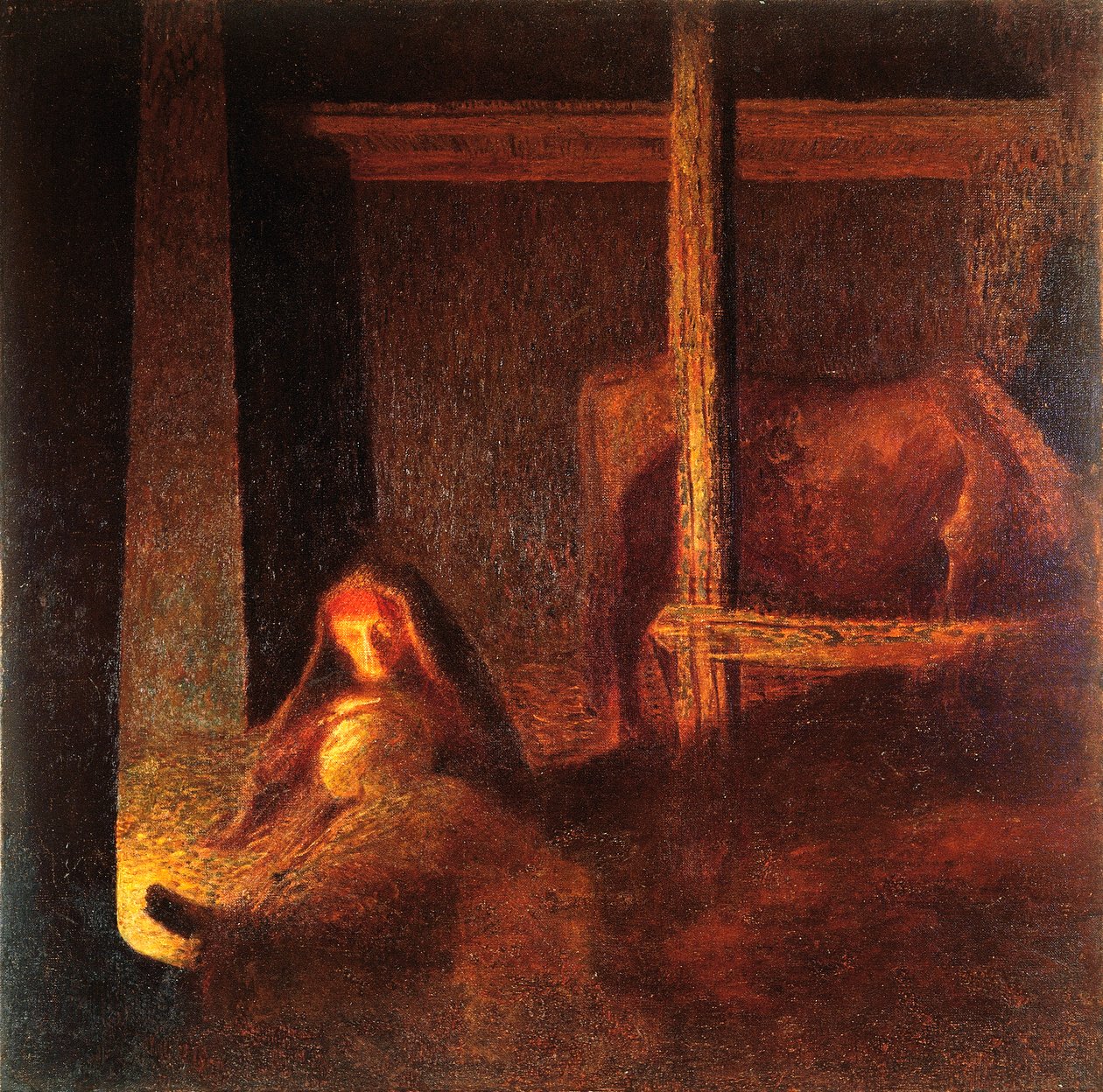 The old woman in the barn by Giuseppe Pellizza da Volpedo