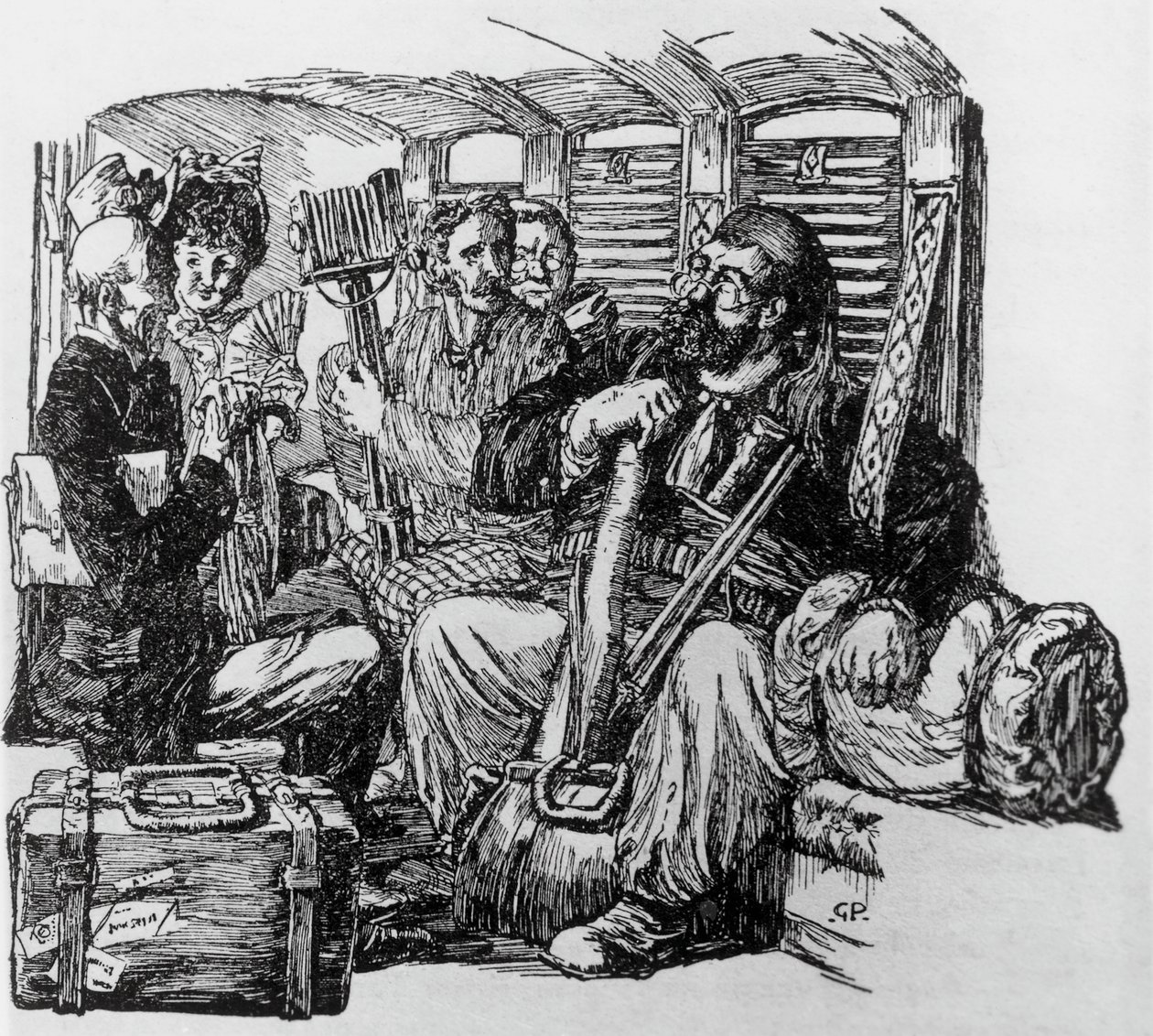 Tartarin in a carriage for Tartarin on the Alps by Alphonse Daudet, Milan by Giuseppe Porcheddu