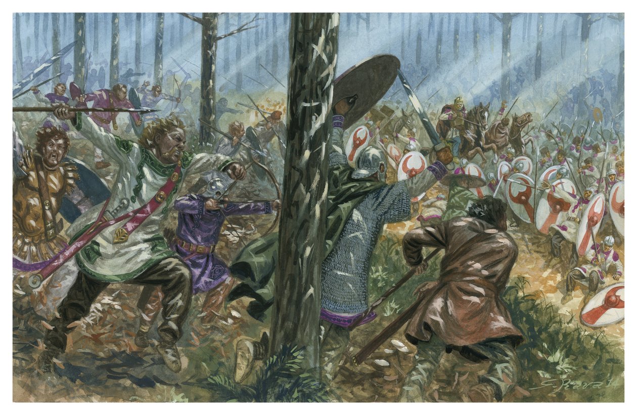 Bagaudae Ambush Against a Roman Legion in Gaul by Giuseppe Rava