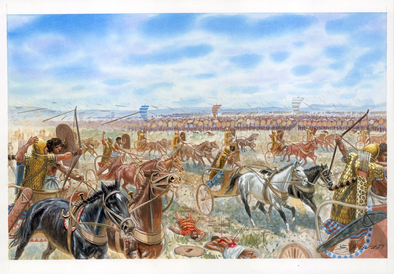 Battle of Megiddo Between Egyptians and Syro-Canaanites by Giuseppe Rava