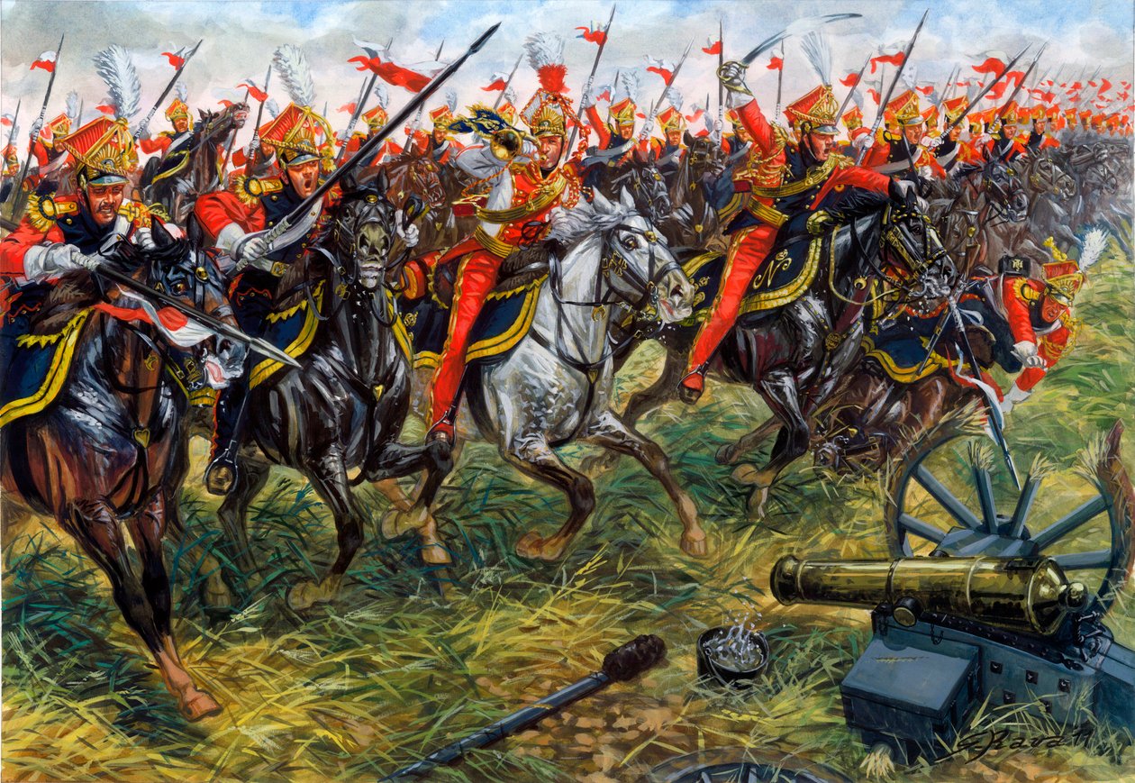 2nd Regiment of Light Cavalry Lancers of the Imperial Guard of Napoleon I at the Battle of Waterloo (Illustration) by Giuseppe Rava