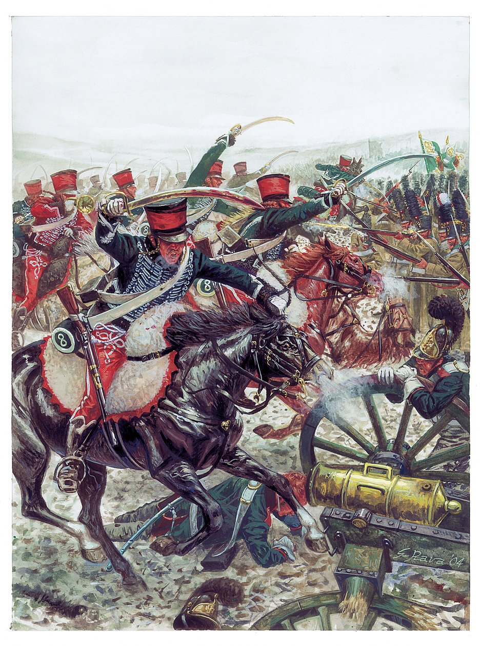 First Empire: Charge of the Brigade Commanded by General Pierre Margaron at the Battle of Austerlitz - Illustration by Giuseppe Rava by Giuseppe Rava