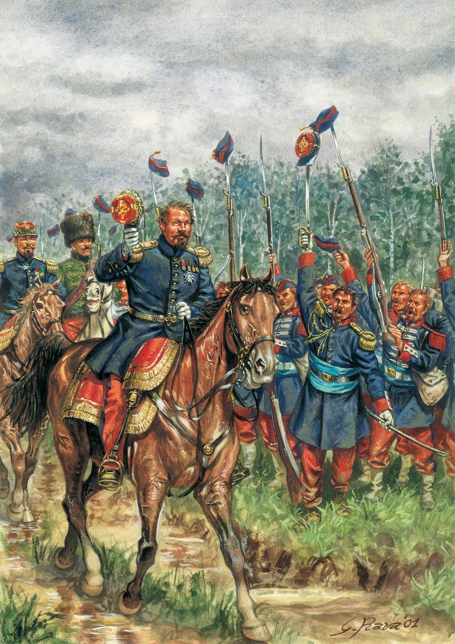 Napoleon III (1808-1873) a horse greeted by his army by Giuseppe Rava
