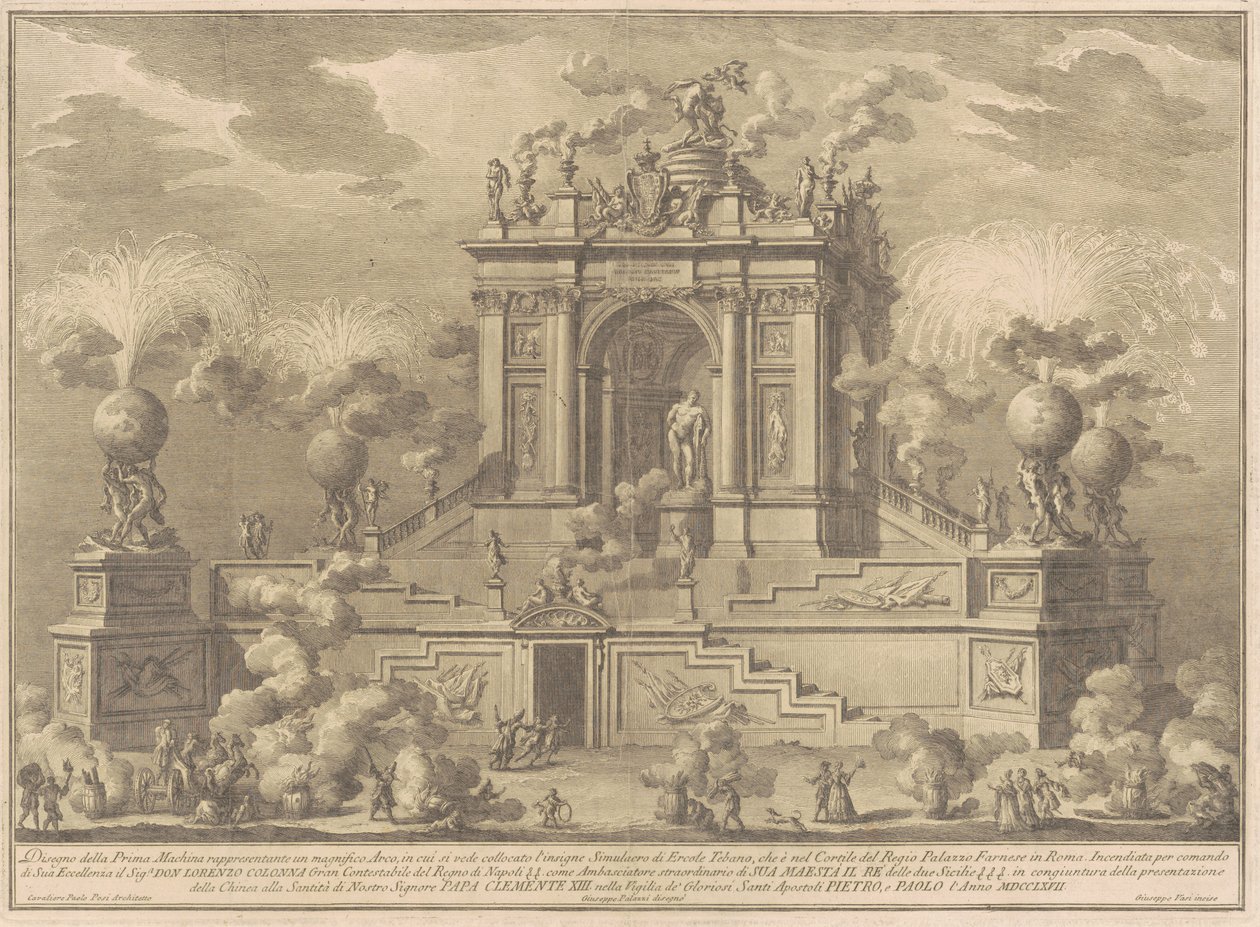 The Prima Macchina for the Chinea of 1767: A Triumphal Arch with the Farnese Hercules by Giuseppe Vasi