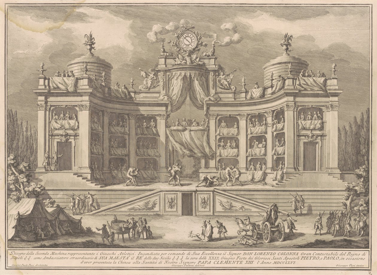 The Seconda Macchina for the Chinea of 1766: A Theater for Athletic Games by Giuseppe Vasi, after Giuseppe Palazzi, after Paolo Posi