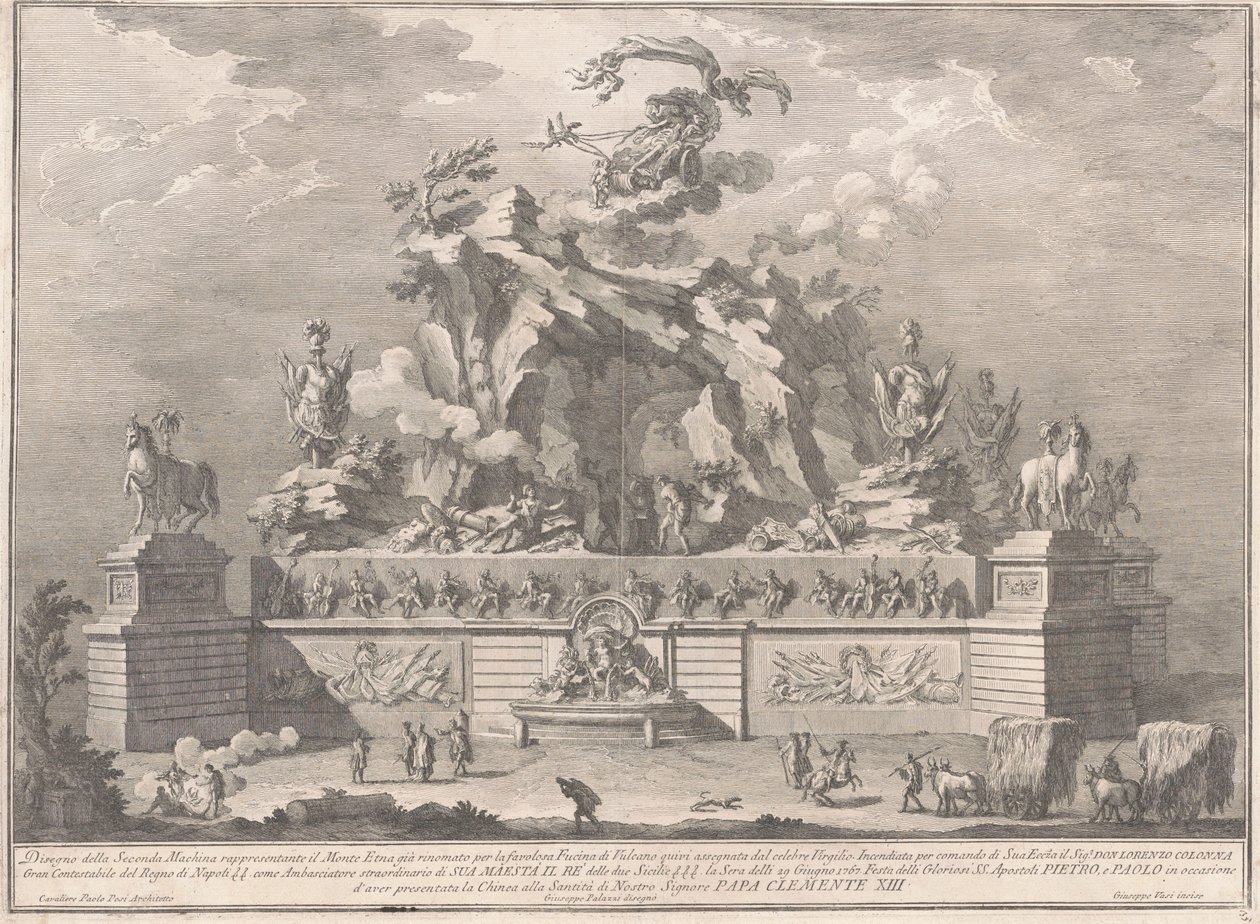 The Seconda Macchina for the Chinea of 1767: Mount Etna with the Forge of Vulcan by Giuseppe Vasi, after Giuseppe Palazzi, after Paolo Posi