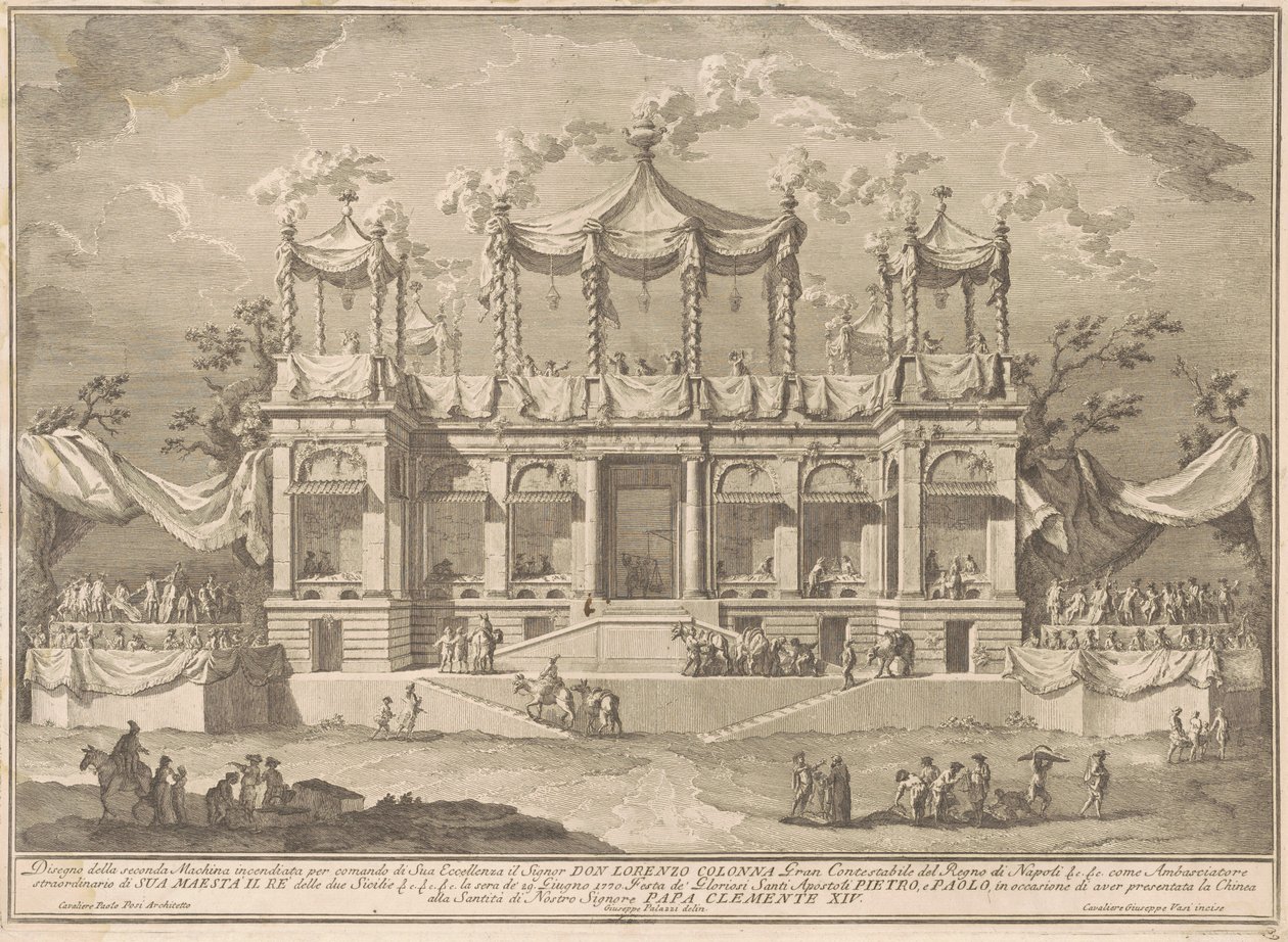 The Seconda Macchina for the Chinea of 1770: The Fish Market Portico by Giuseppe Vasi, after Giuseppe Palazzi, after Paolo Posi