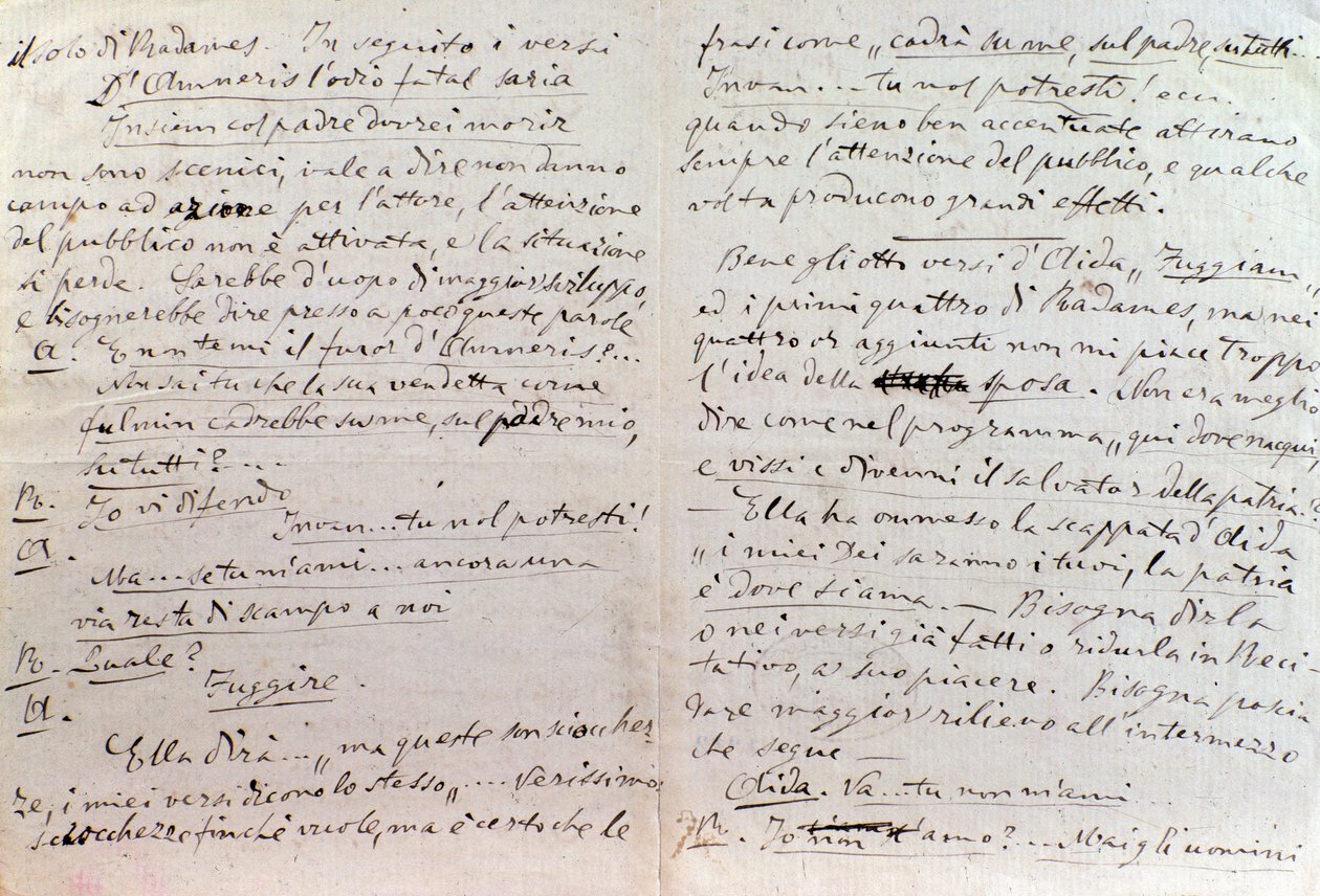Handwritten letter of Giuseppe Verdi to Aida librettist Antonio Ghislanzoni by Giuseppe Verdi