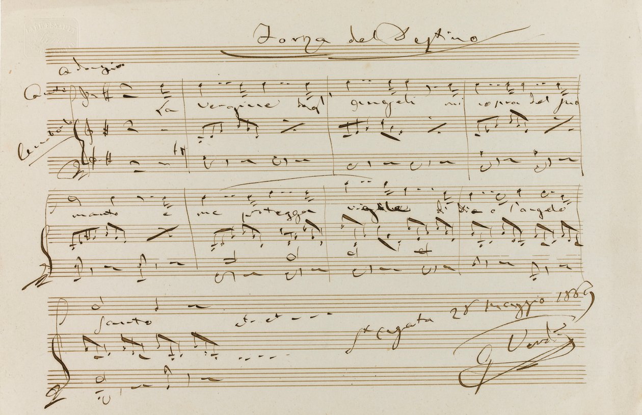 Musical Quotation from La forza del destino, St Agata, 28 May 1869, 1869 by Giuseppe Verdi
