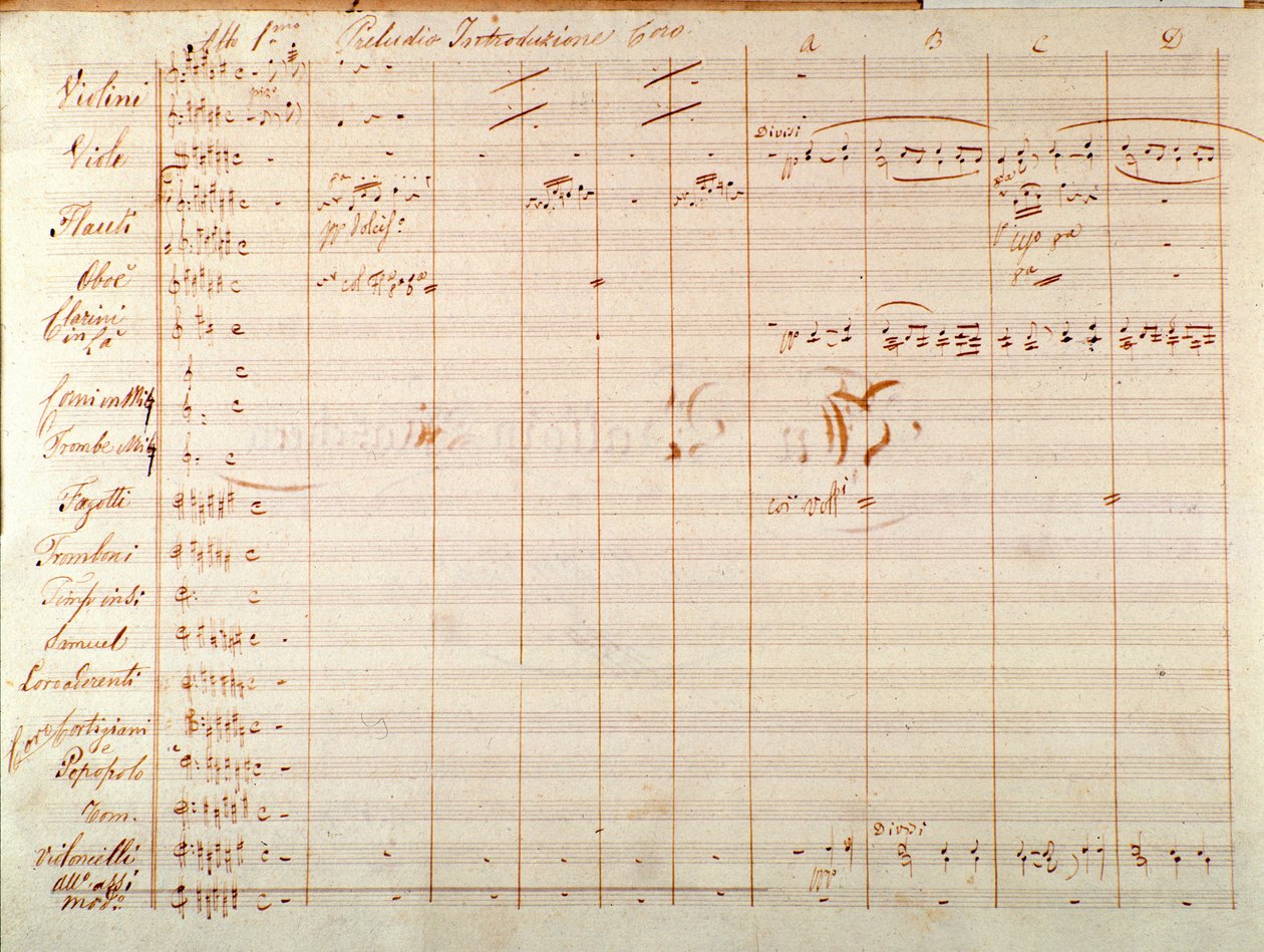 Page of First Edition of Musical Score of Un Ballo in Maschera, Opera by Giuseppe Verdi by Giuseppe Verdi