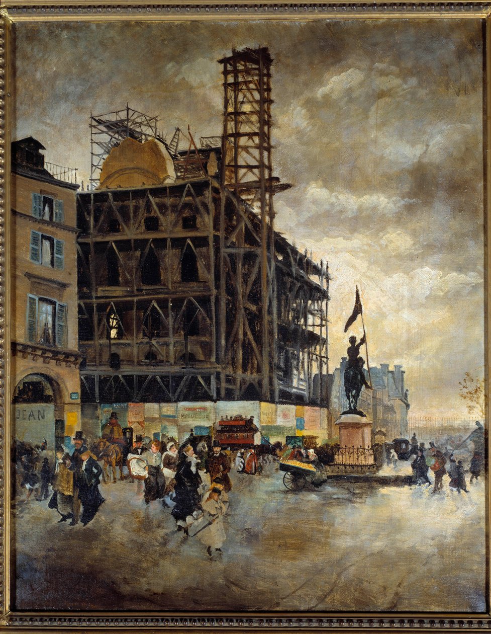 Place de pyramides construction of the marsan pavilion in 1880 by Giuseppe or Joseph de Nittis