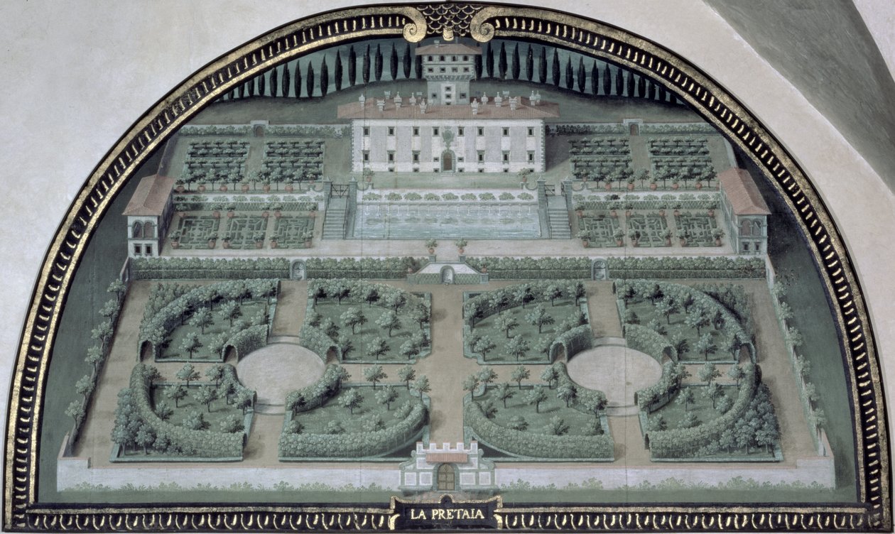Villa della Pretaia from a series of lunettes depicting views of the Medici villas by Giusto Utens