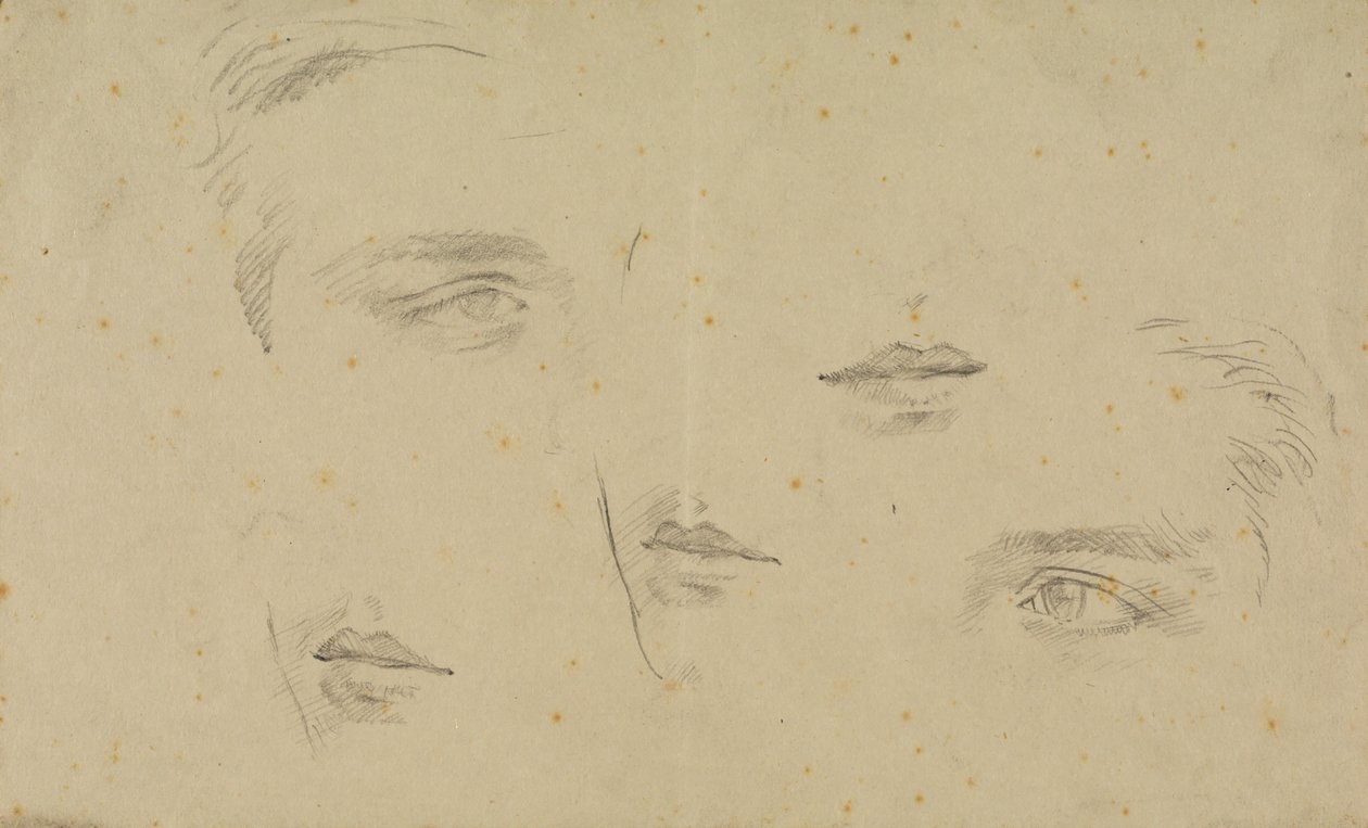 Studies of Eyes and Mouths, Page from a Sketchbook by Glyn Warren Philpot