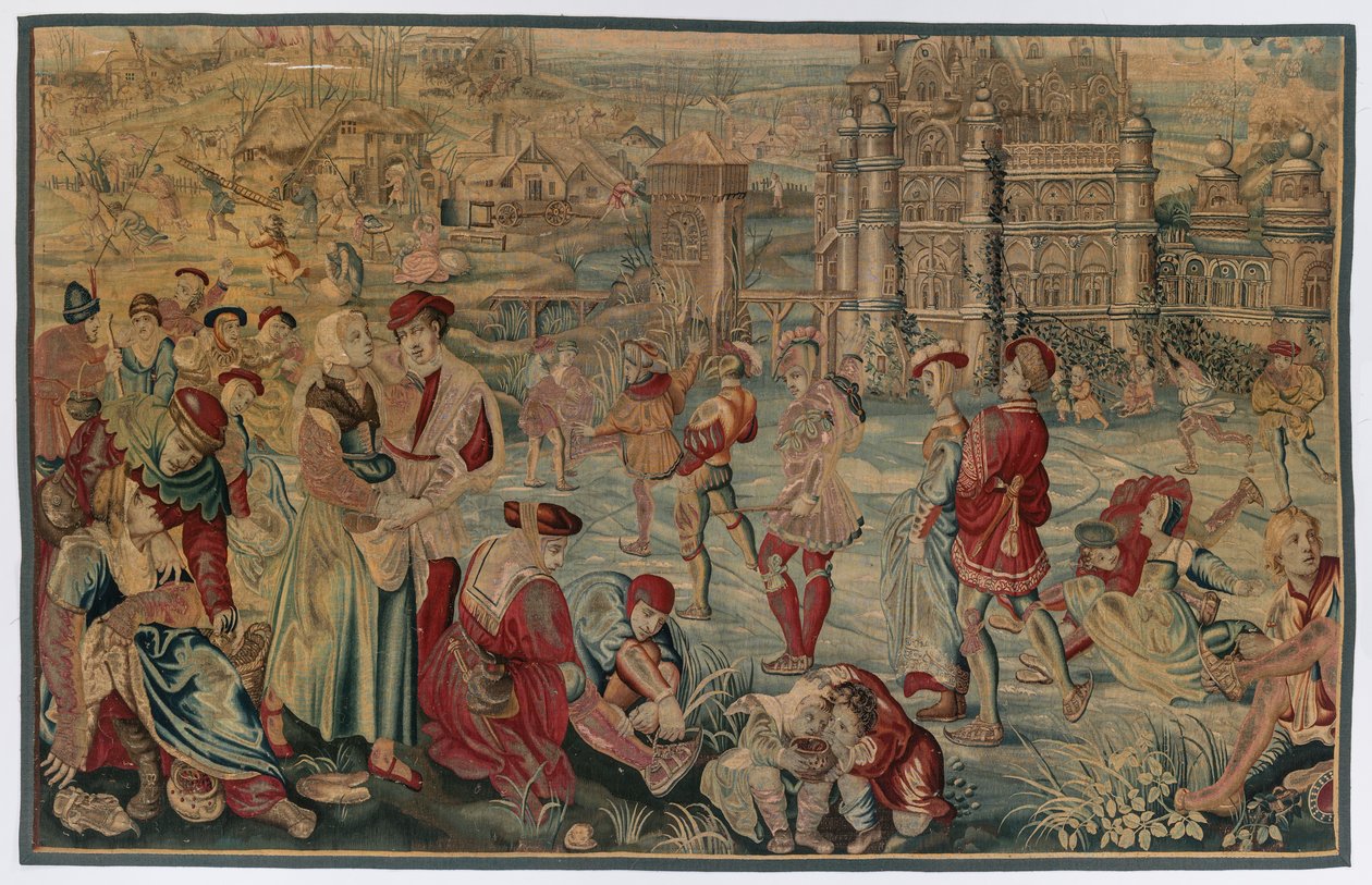 Winter: Skating Scene From Set of Four Seasons, late 1600s - early 1700s by Gobelins