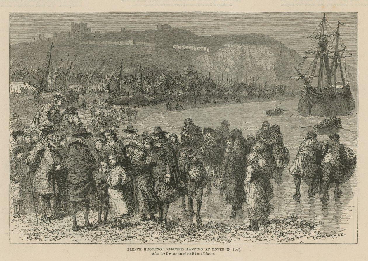 The Huguenots in England: French Huguenot Refugees Landing at Dover in 1685 by Godefroy Durand