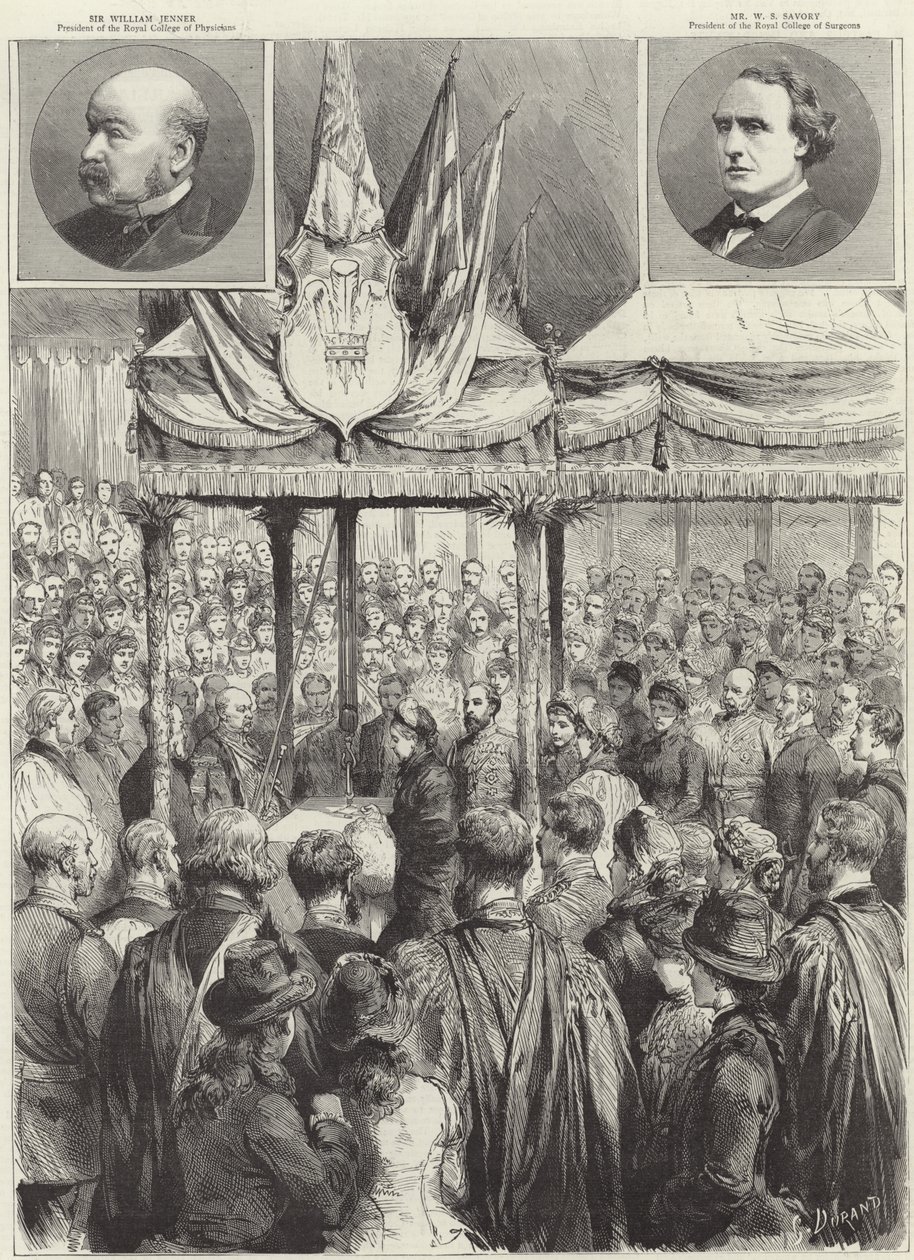 The Queen laying the foundation stone of the new medical examination hall on the Victoria Embankment by Godefroy Durand