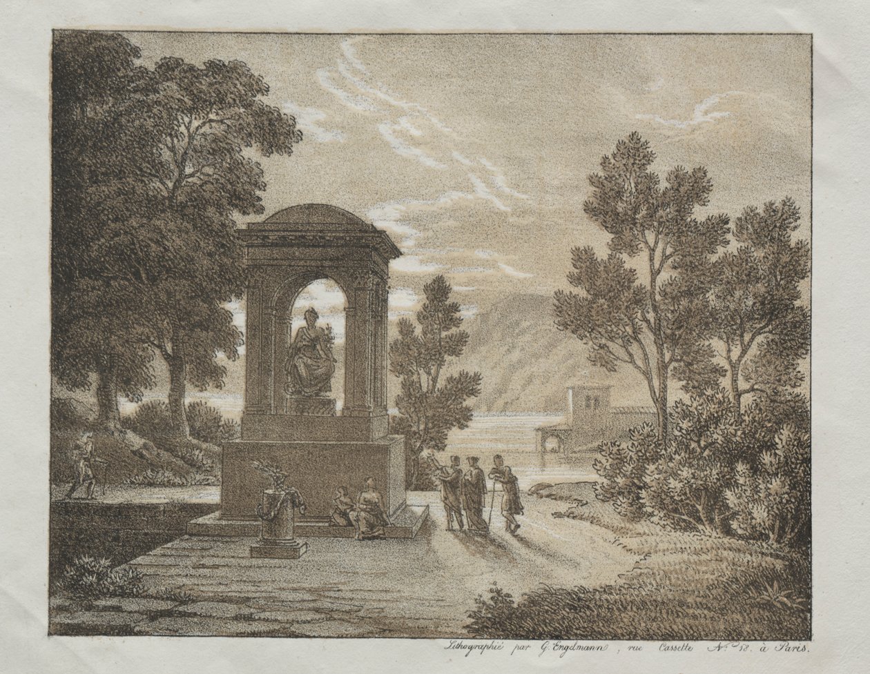 Book of Lithograph Trials using different means of Drawing such as Crayon, Pen, Brush, and Wash: A Landscape by Godefroy Engelmann