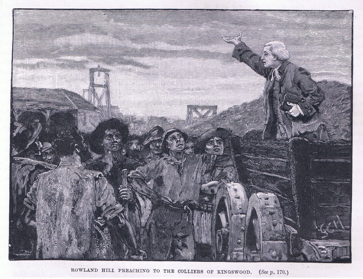 Rowland Hill preaching to the colliers at Kingswood by Godfrey C. Hindley
