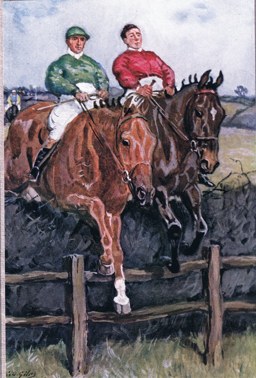 How We Beat the Favourite: Neck for Neck, from Poems of Adam Lindsay Gordon Published by T. N. Foulis, 1912 by Godfrey Douglas Giles