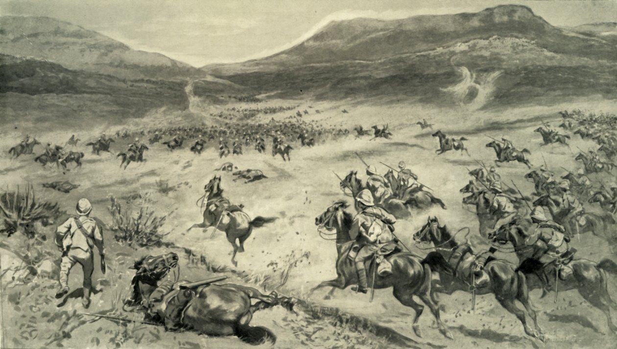 The Last Stand Made By The Boers Before Kimberley-Charge of British Cavalry by Godfrey Douglas Giles