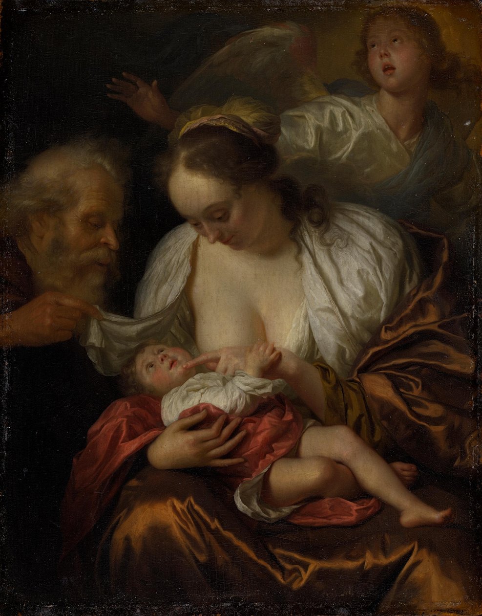 The Holy Family with an Angel by Godfried Schalcken