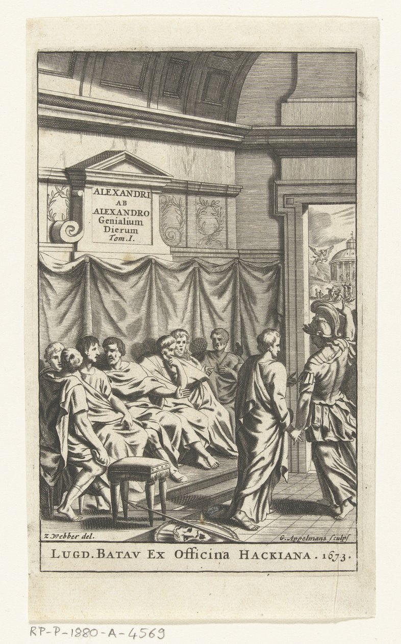 Title Page for Alexander ab Alexandro, Genialium dierum, Part 1, 1673 by Gonsales Appelmans (attributed to)