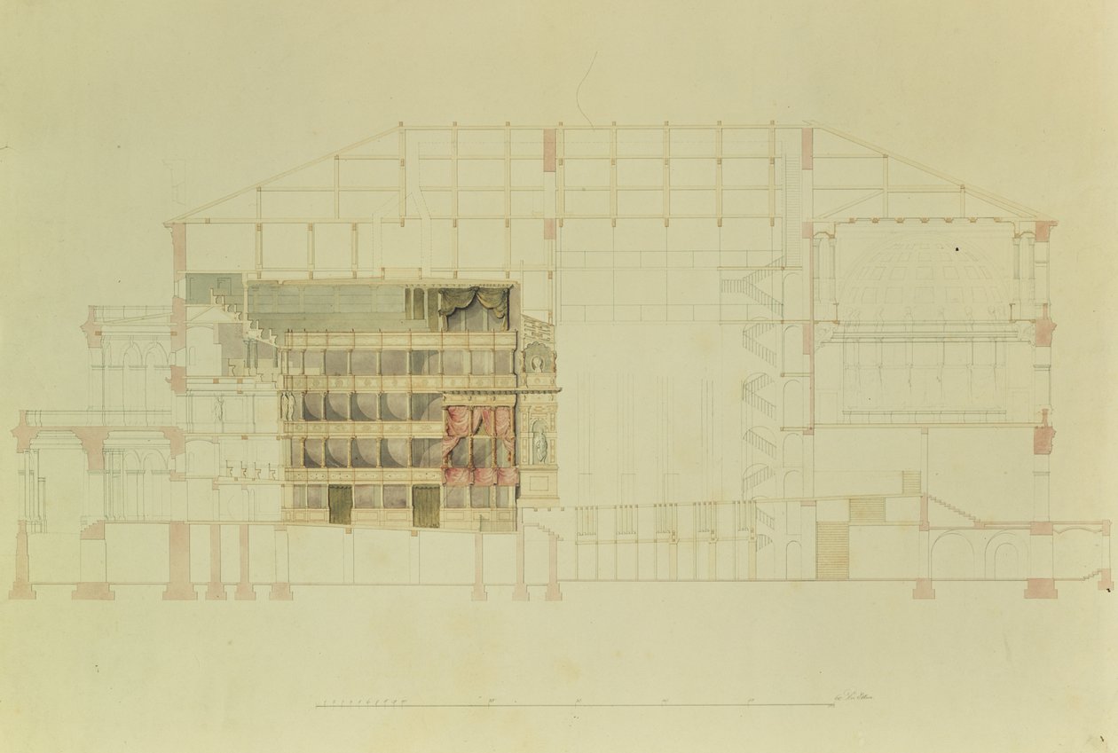 Plan for the Dresden Royal Theatre by Gottfried Semper