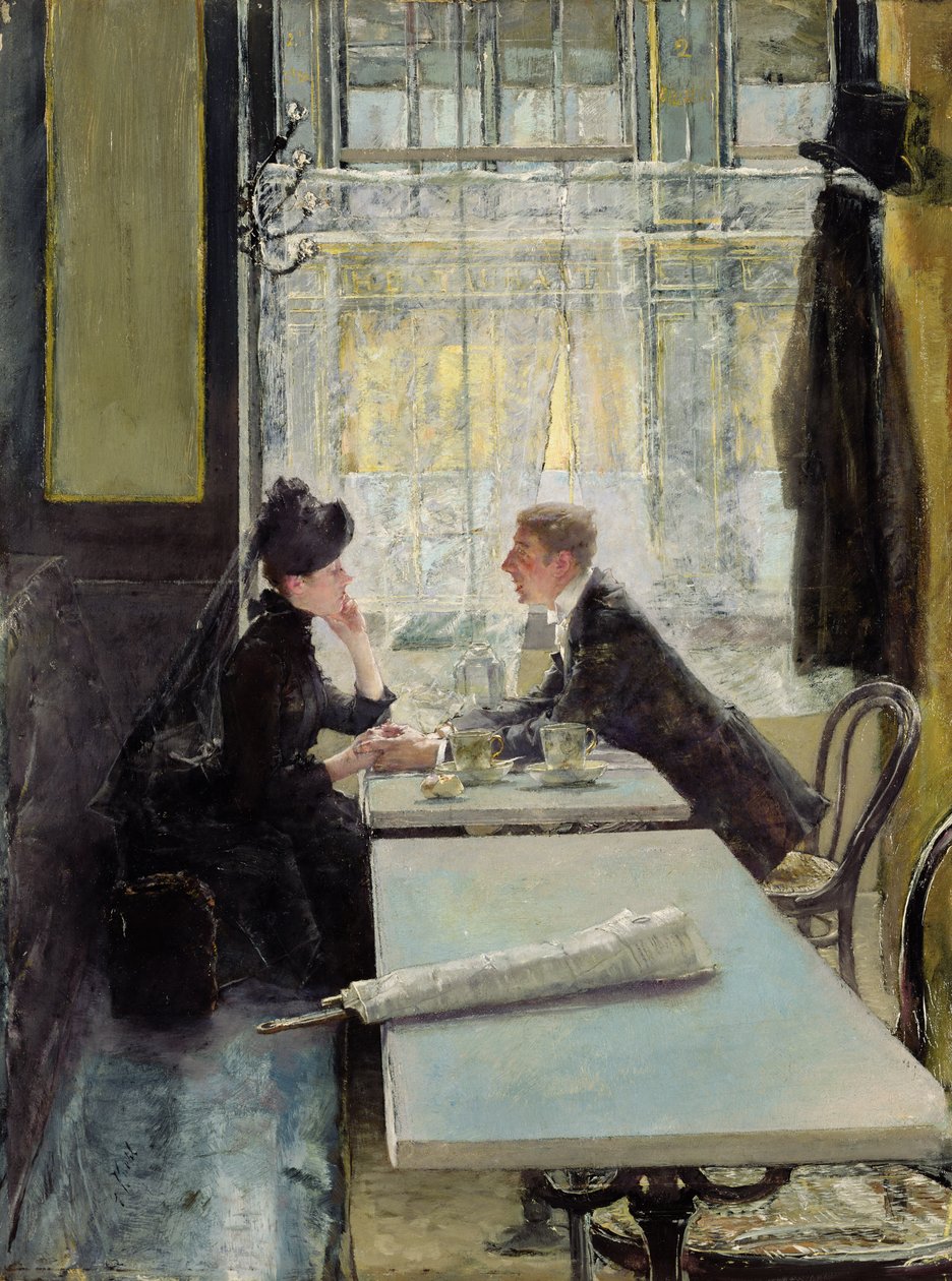 Lovers in a Cafe by Gotthardt Johann Kuehl