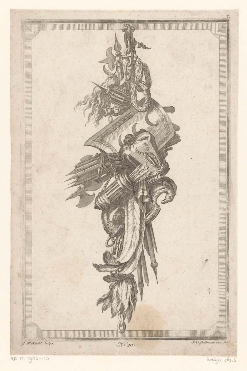 Trophy with Shield and Headgear by Gottlieb Friedrich Riedel