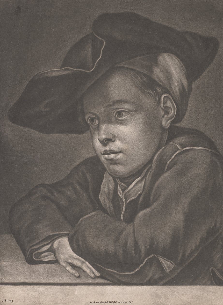 Boy Seated at a Table by Gottlieb Heiss