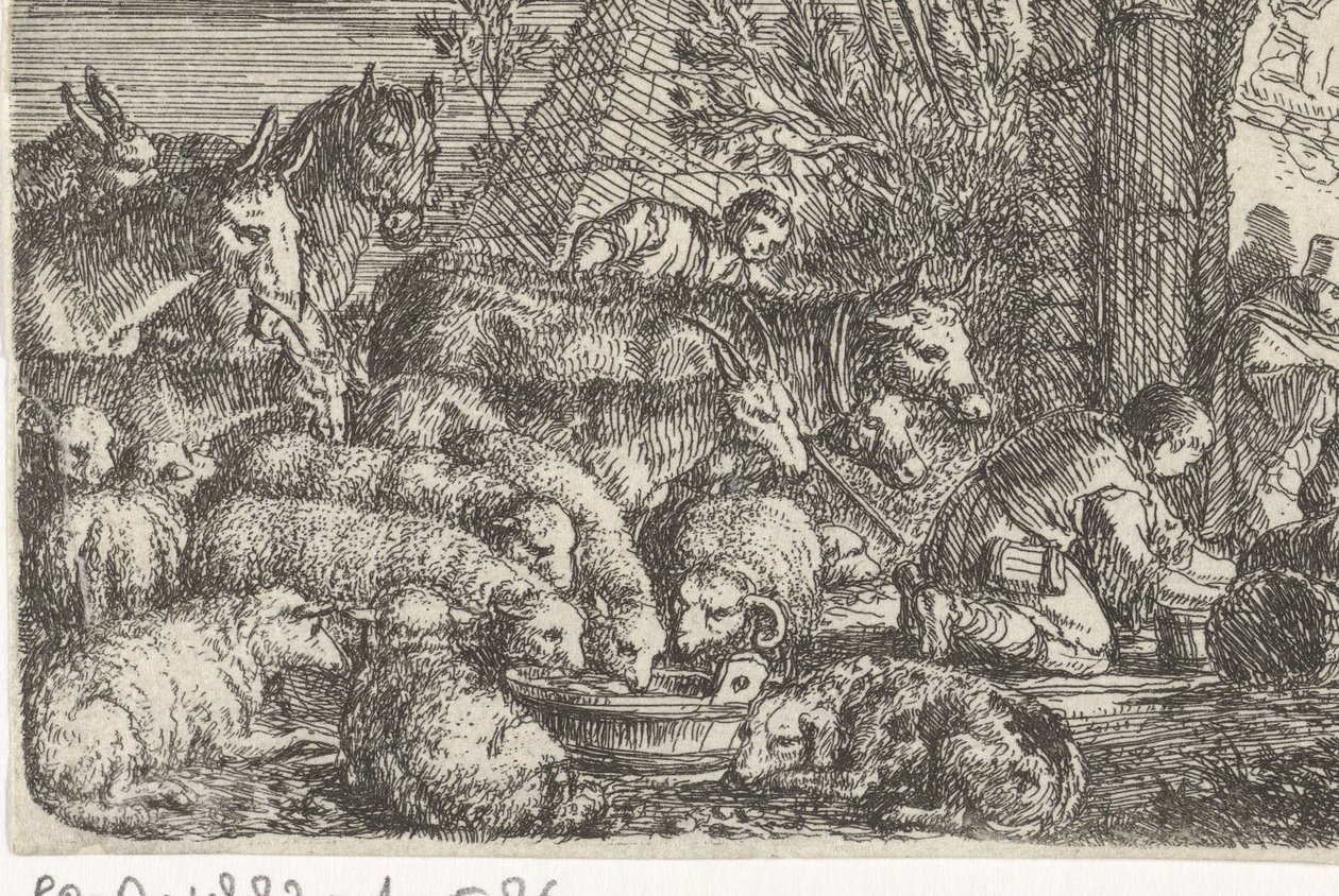Shepherd with Flock Before a Gate by Govert van der Leeuw