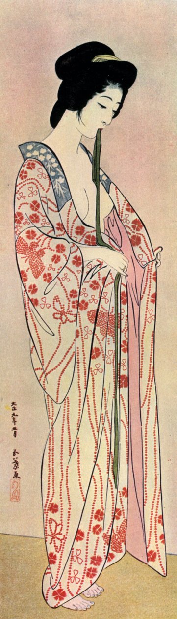 A Japanese Woman Wearing a Nagajuban, 1920-1930 by Goyo Hashiguchi