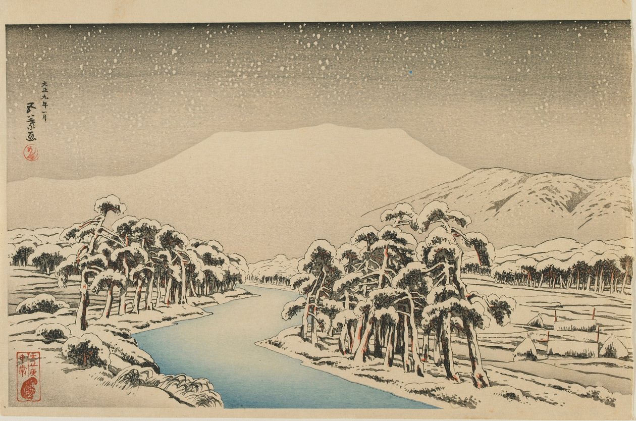 Mount Ibuki in Snow, Taisho era, January 1920 by Goyo Hashiguchi