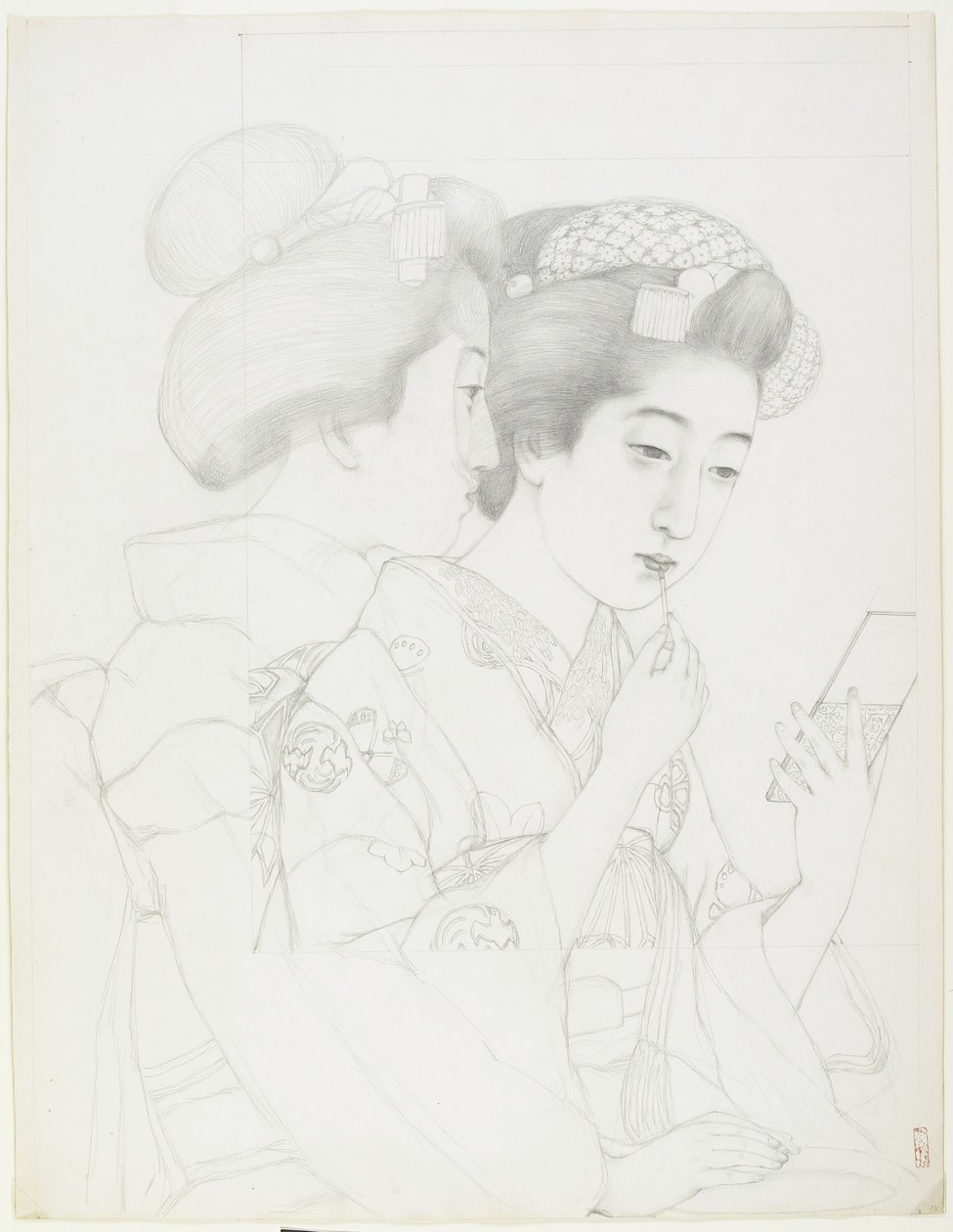 Study for Woman Holding Lip Brush, 1919 by Goyo Hashiguchi