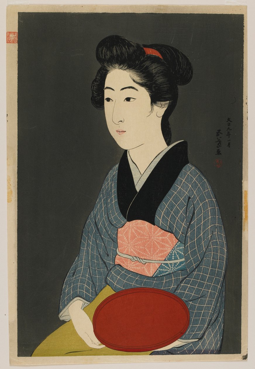 Woman Holding a Tray by Goyo Hashiguchi