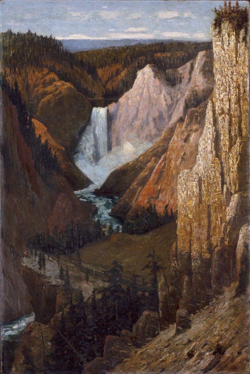 View of the Lower Falls, Grand Canyon of the Yellowstone by Grafton Tyler Brown
