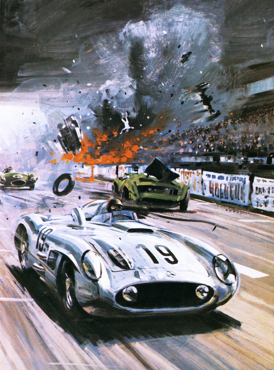 Mercedes Crash in the 1955 Le Mans Race by Graham Coton
