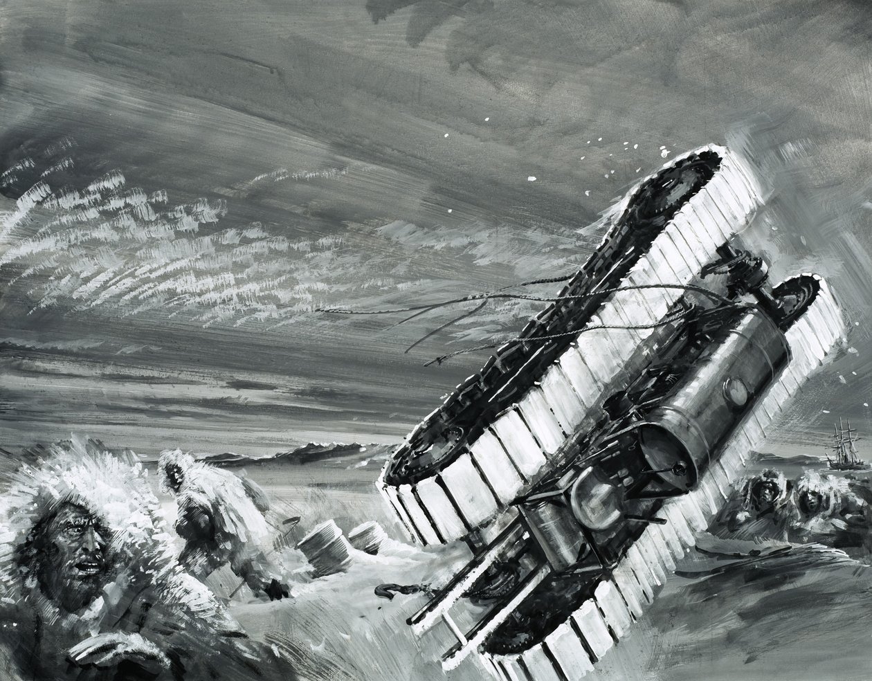 The winds of Commonwealth Bay blow over a snow tractor by Graham Coton