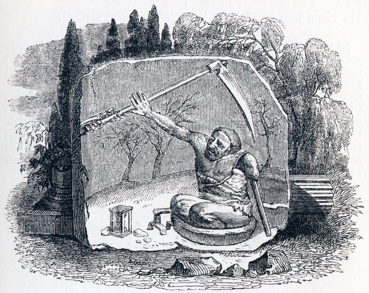 Death and the Unfortunate - Fables by La Fontaine by Grandville